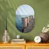 Houten steiger - Helderblauwe lucht Wandcirkel Ovaal Forex klein -sfeer2