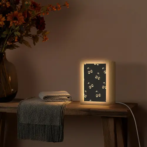 Patroon - Kersen - Goud - Chrome Light Box met kabel (Tafellamp) klein -sfeer4