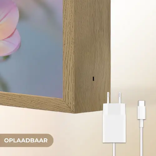 Bloemen - Paars - Overloop - Meeldraden Light Box met batterij (Wandlamp) middel -USP_websiteoplaadbaarNL