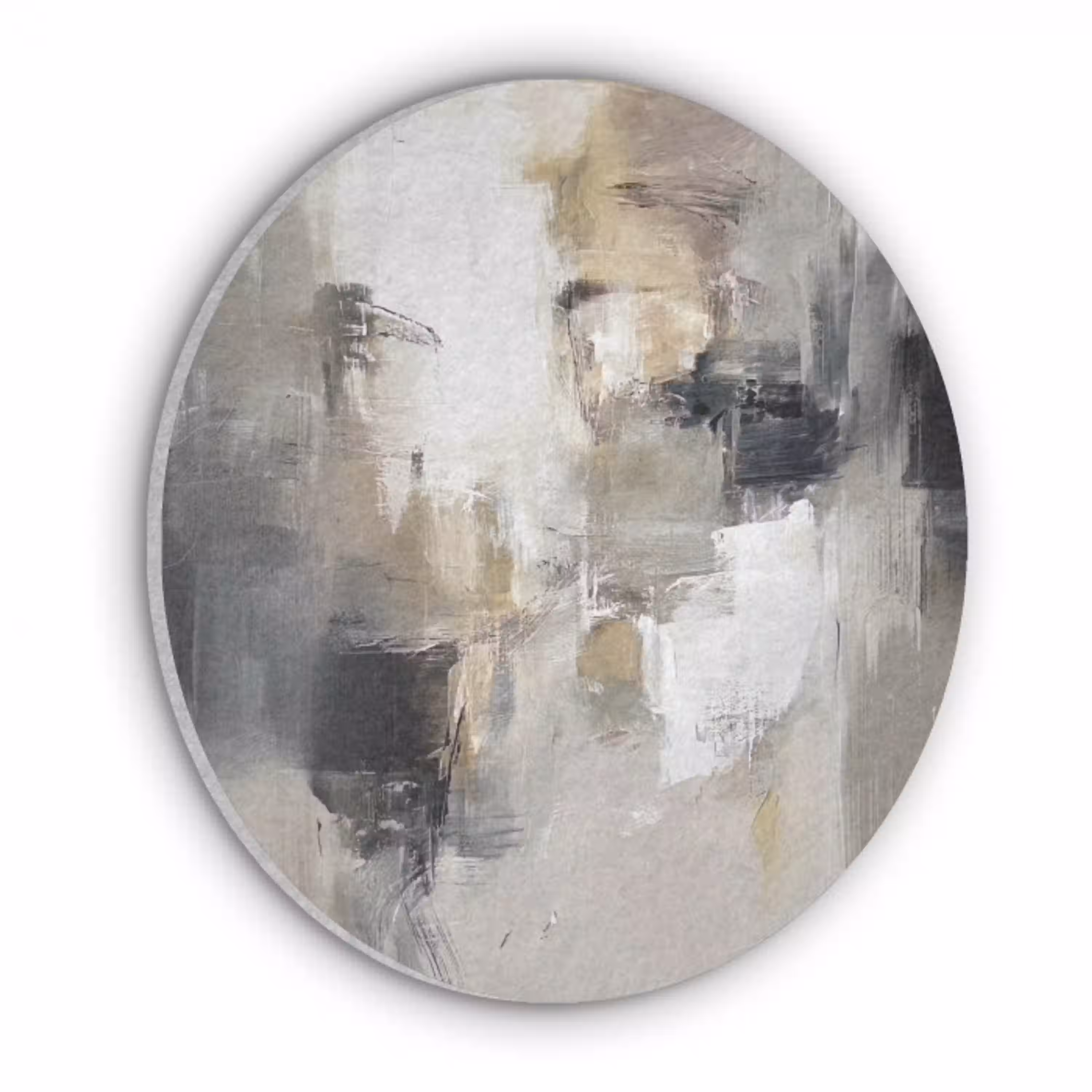 Kleurenpalet - Penseelstreken - Beige - Nevelig Akoestische PET Vilt - Rond klein -3d