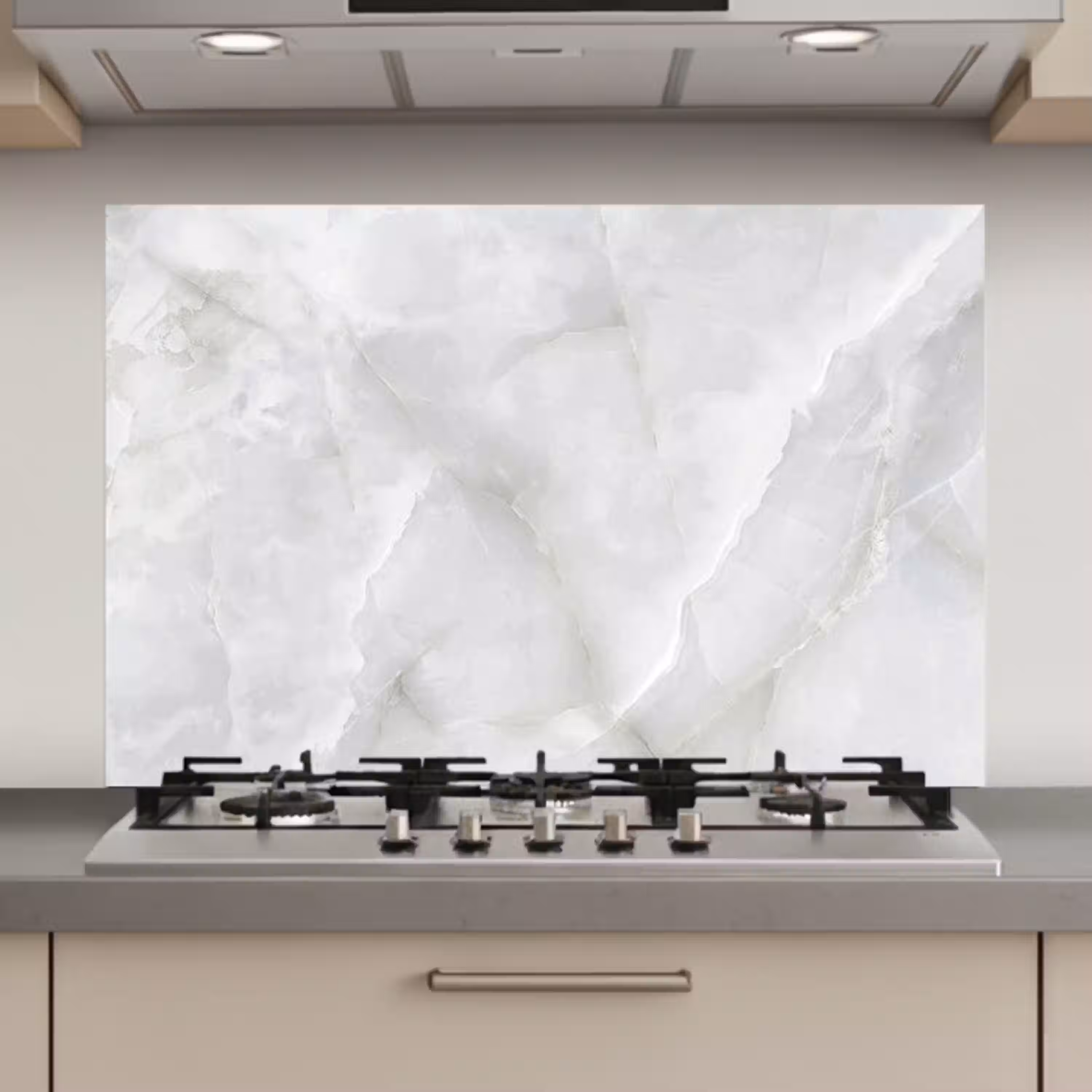 Marmer - Wit - Patronen - Steen - Marmerlook keuken achterwand spatscherm klein -3d_website