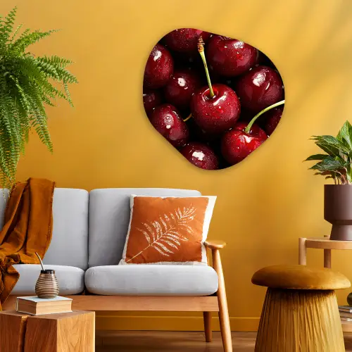 Rood - Fruit - Kersen Wandcirkel Organisch Plexiglas middel -sfeer4
