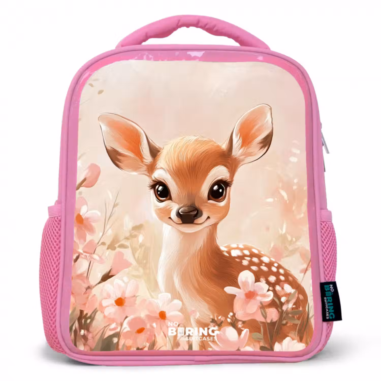 Rucksack Kind - Rosa - Hirsche - Blumen - Punkte - Rosa