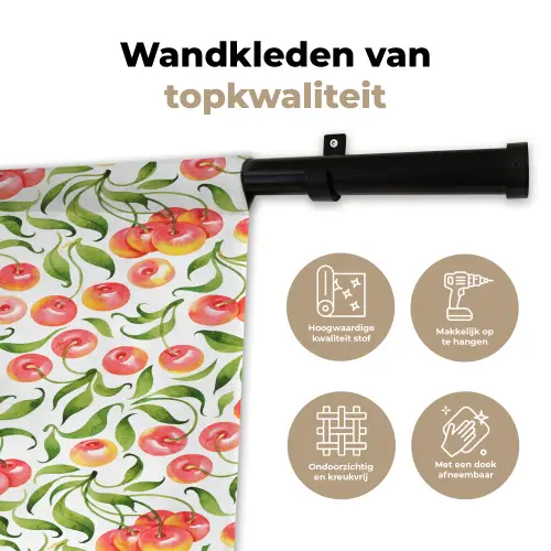 Patroon - Kersen - Wit Wandkleed katoen klein 269 -sfeer2