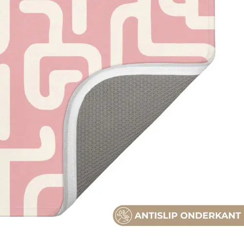 Doolhofpatroon - Roze - Wit - Abstract Badmat klein 997 -USP_AntislipNL