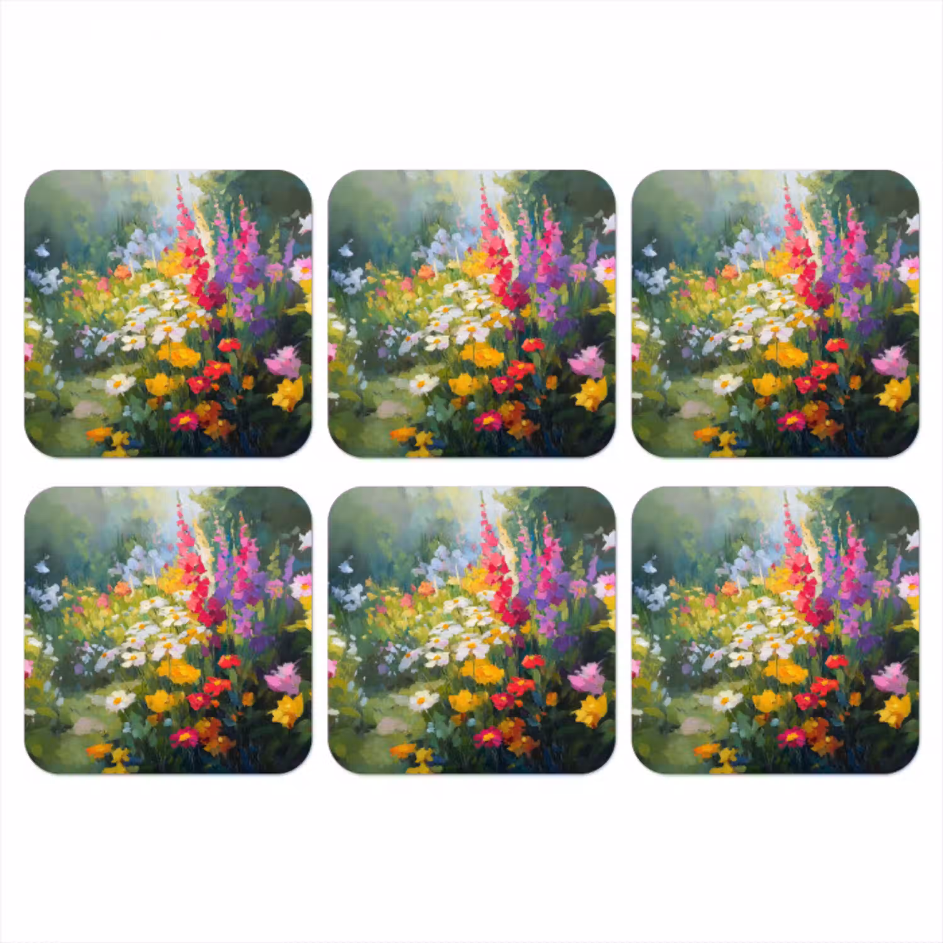 Zomertuin - Sfeervol - Bloemen onderzetter kurk middel -3d