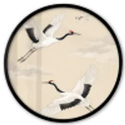 Kraanvogels - Bloesem - Beige Fotolijst rond zonder passe partout klein -3d
