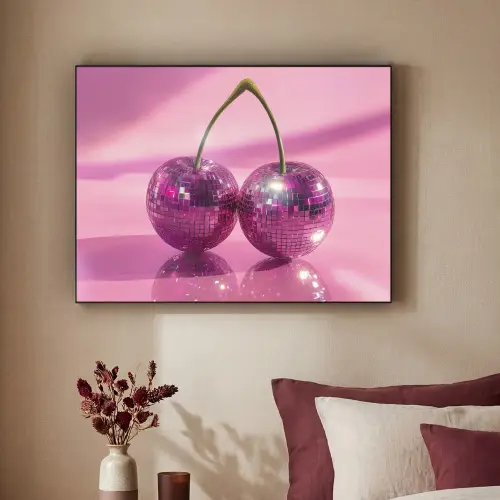 Glitter - Discobol - Roze - Kersen Textielframe zwart klein -sfeer1
