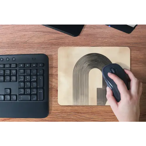 Boog -  Strepen - Minimalistisch - Zwart muismat rubber klein -toetsenbord