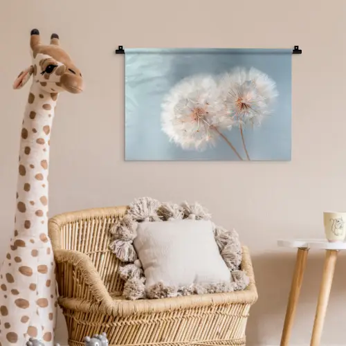 Paardenbloemen - Pluisjes - Wit Wandkleed katoen klein -wsfeer5_kind