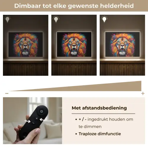 Leeuw - Graffiti - Dieren - Zwart Light Box met batterij (Wandlamp) middel -USP_dimbaarNL