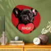 Amor - Hond  - Hartje - Rood Wandcirkel Organisch Plexiglas middel -sfeer2