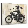 Street art - Motor - Jongen - Graffiti - Banksy Style Textielframe zwart klein -3d
