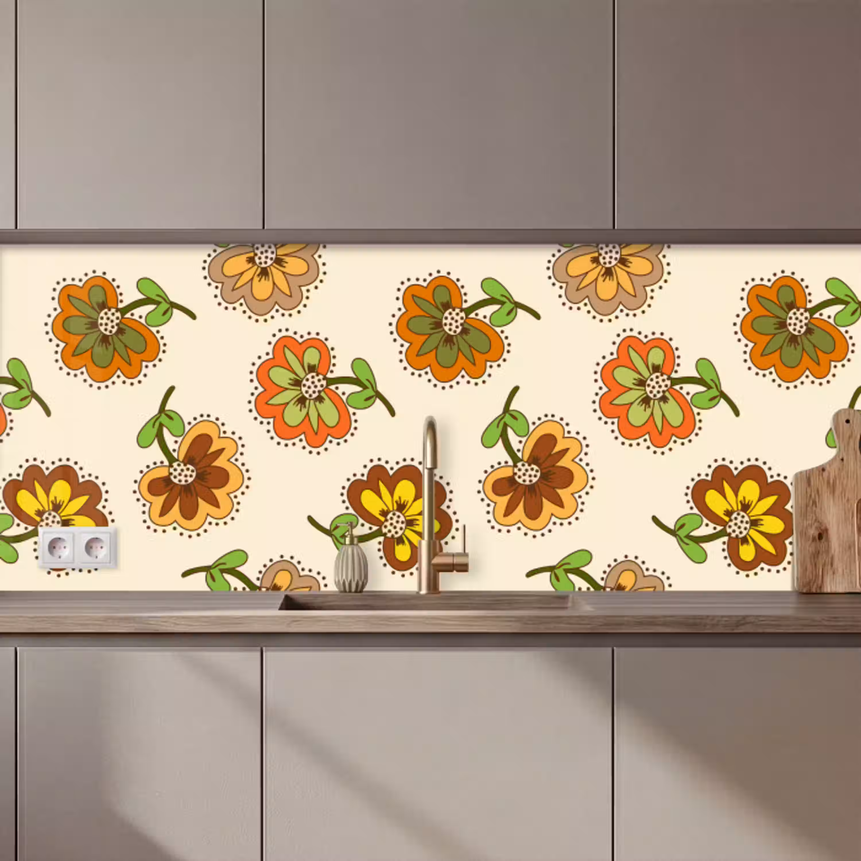 Design - Bloemen - Retro - Vintage keuken achterwand 2 middel 871 zz_3dshopping