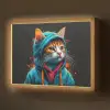 Graffiti - Kat - Zwart - Jas - Street art Light Box met batterij (Wandlamp) middel -z3d_website