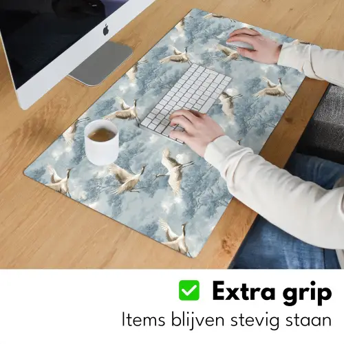 Wolken - Kraanvogels - Blauw Muismat XXL klein 681 -sfeer3
