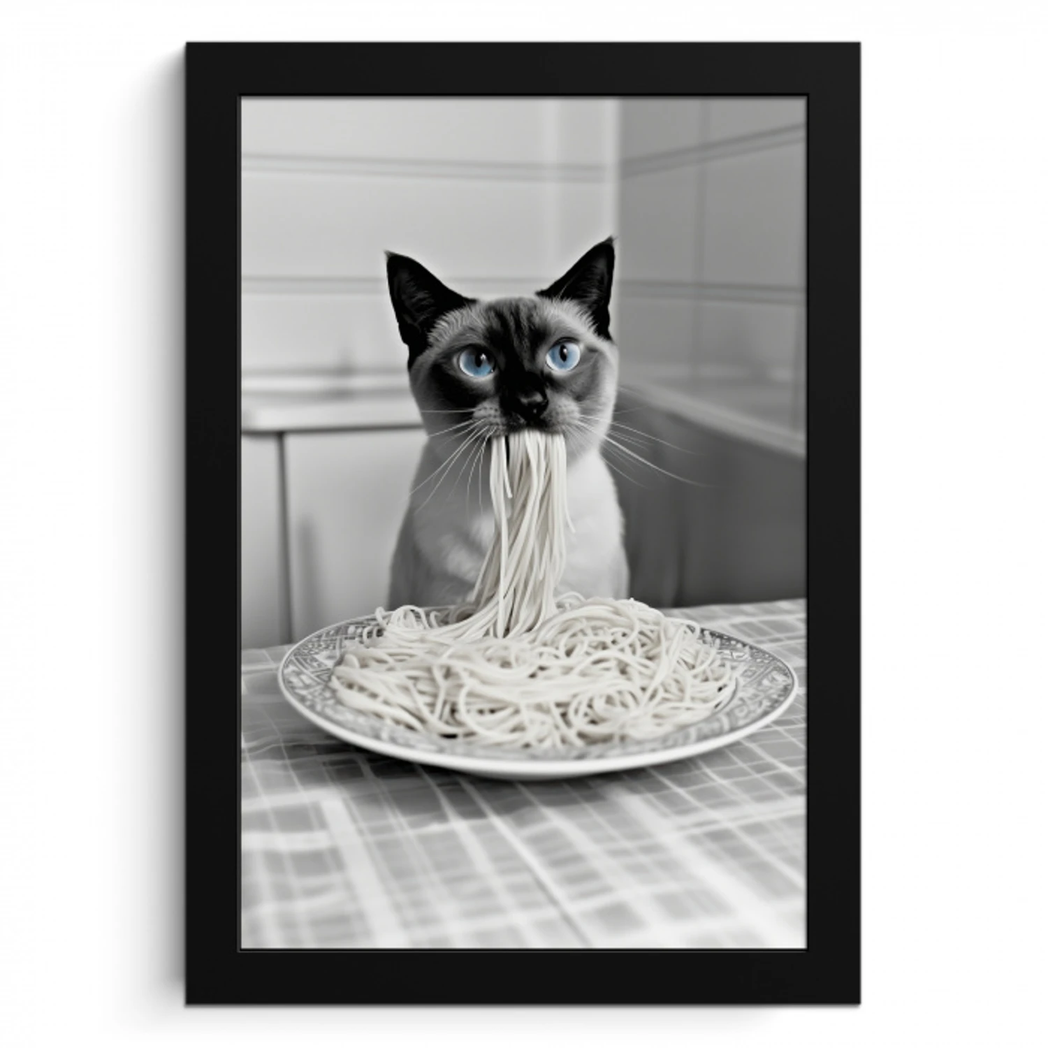 Kat - Siamees - Zwart Wit - Schattig - Dieren KitchenYeah - Keuken - Fotolijst klein -3d