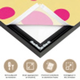 Roze - Stippen - Geel Textielframe zwart klein 947 -USP_feed_closeupNL