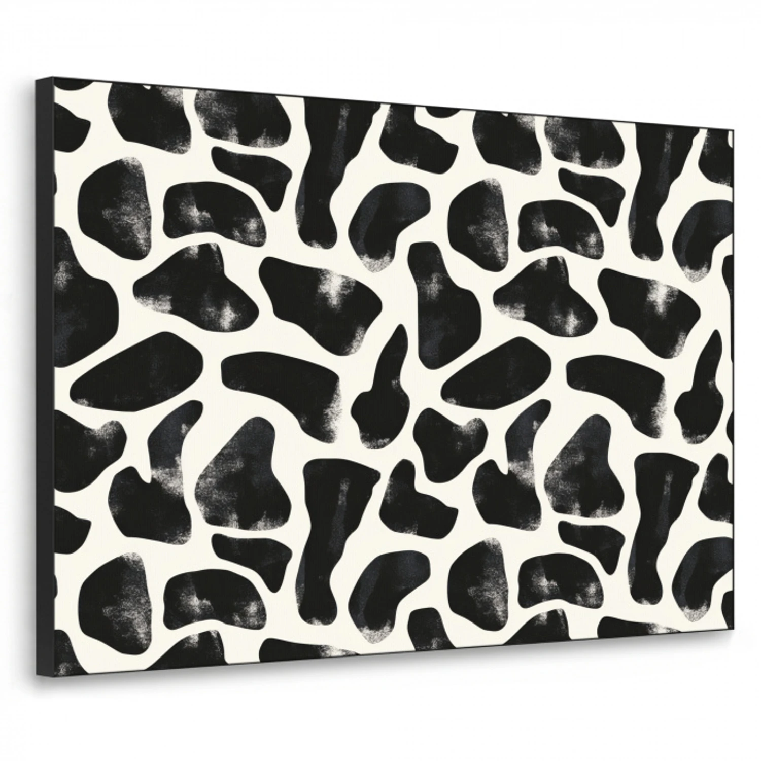 Dierenpatroon - Vlekken - Zwart - Wit Textielframe zwart klein 947 -3d