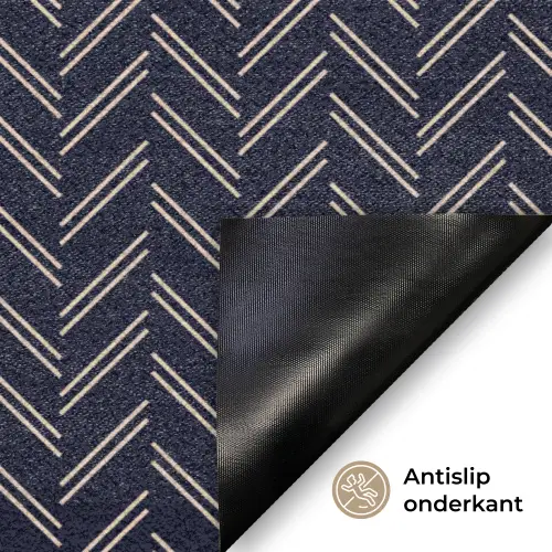Plaid - Patroon - Visgraad - Blauw Deurmat klein 898 -antislip_NL
