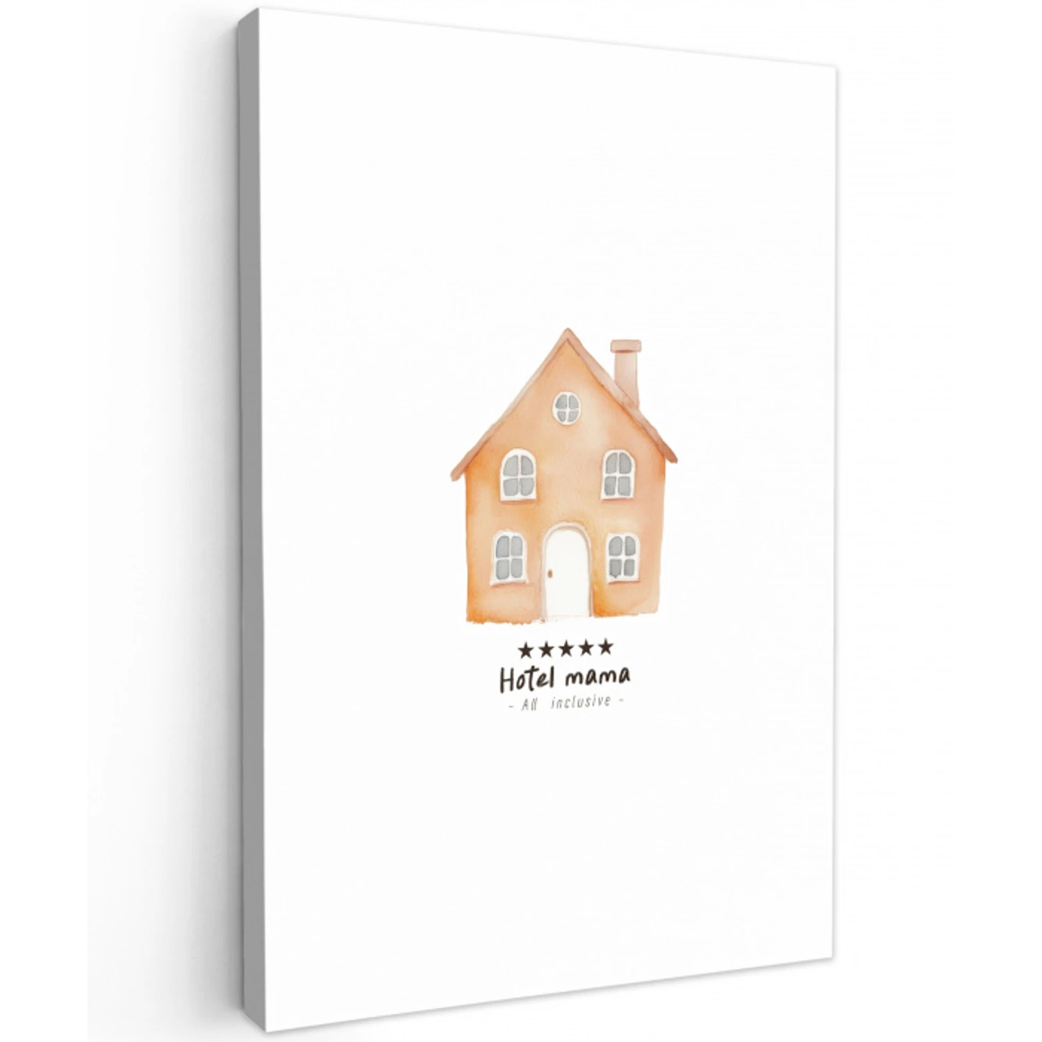 Oranje - Huisje - Quote - Hotel Tuinposter op houten frame 2 cm dik middel -3d