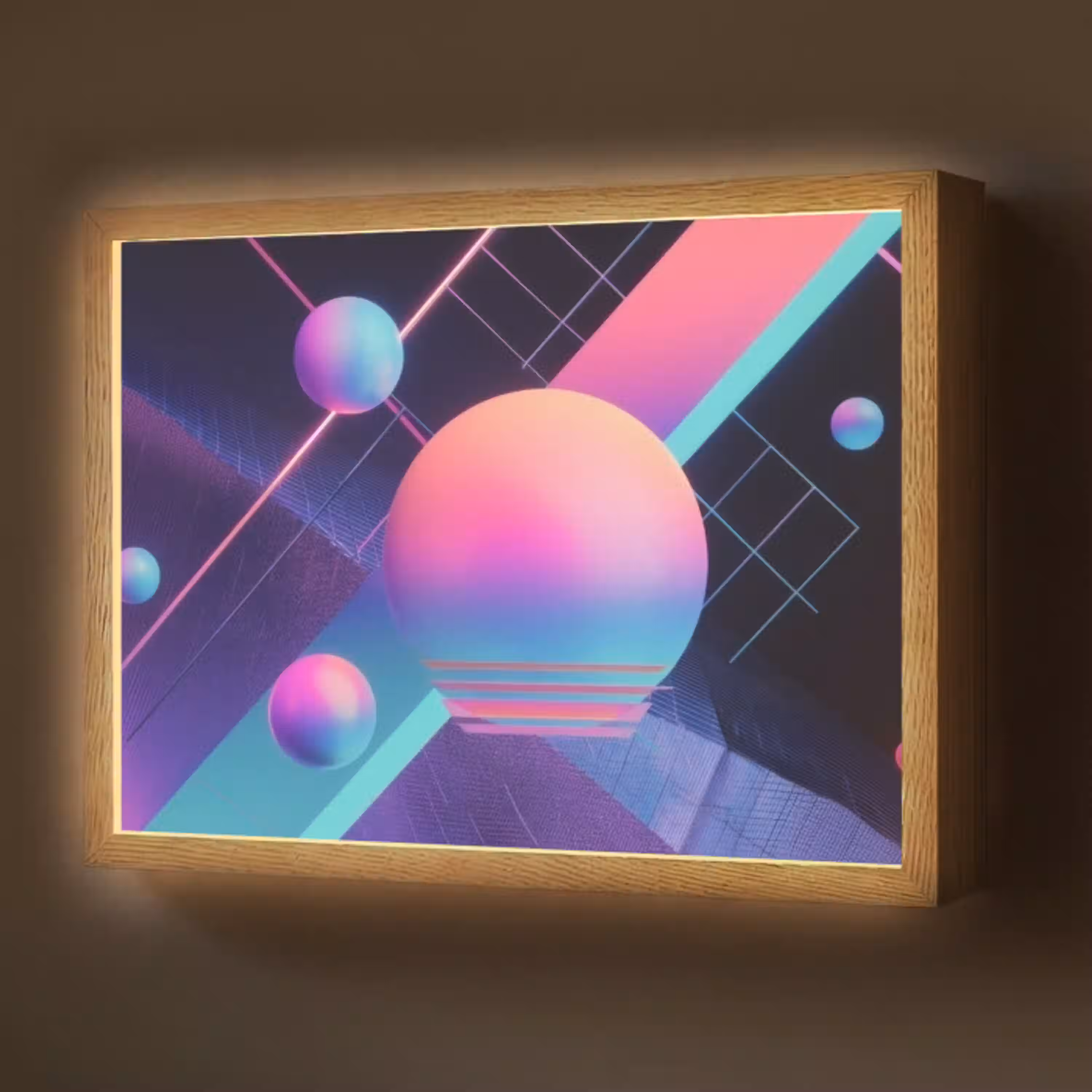 Cirkels - Vlakken - Abstract - Blauw Light Box met batterij (Wandlamp) middel -z3d_website