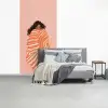 Meisje - Deken - Gestreept - Oranje fotobehang vinyl groot -slaapkamer