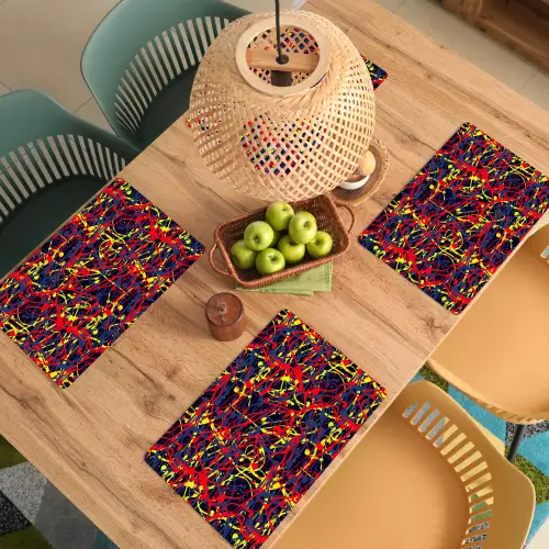 Waterverf - Rood - Geel Placemat vinyl groot 368 -zzsfeer5_Kitchenyeah-website