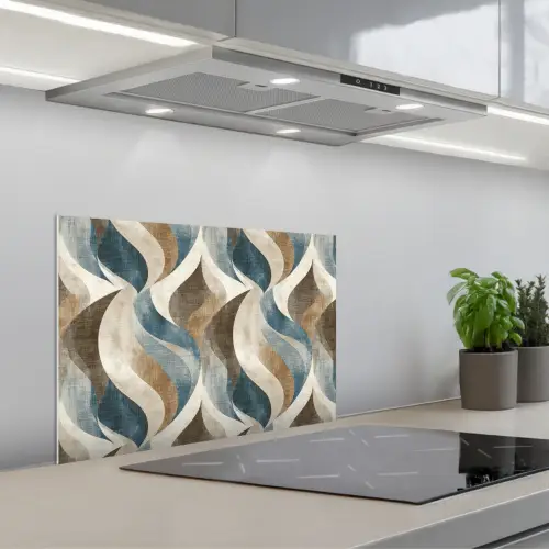 Abstract - Golven - Kleurrijk keuken achterwand spatscherm klein 900 -3d_schuin