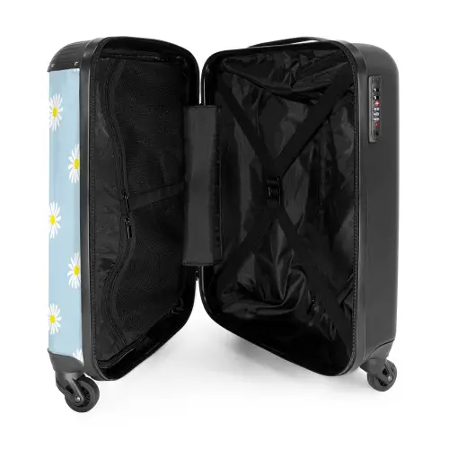 Pastel - Margieten op licht hemelsblauwe achtergrond NBS - Handbagage koffer - Kinderen Unisex middel -binnenkant