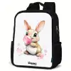 Bruin konijntje met roze bellen Rugzak - Zwart middel -schuin