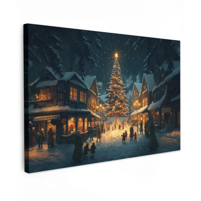 Kerstfeest - Dorp - Donker canvas 2cm klein -z3d