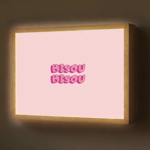 Bisou - Roze - Schaduw Light Box met batterij (Wandlamp) middel -z3d_website