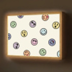 Smileys - Kleurrijk - Grappig Light Box met batterij (Wandlamp) middel -z3d_website