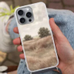 Landschap - Minimalistisch - Beige Hoesje iPhone 16 Pro Max met koord klein -sfeer3