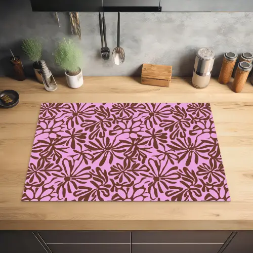 Organisch - Patroon - Roze Inductie beschermer vinyl 3mm klein 276 -sfeer5