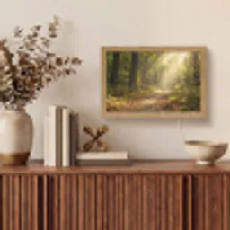 Zonlicht - Bospad - Bomen Light Box met kabel (Tafellamp) klein -sfeer2