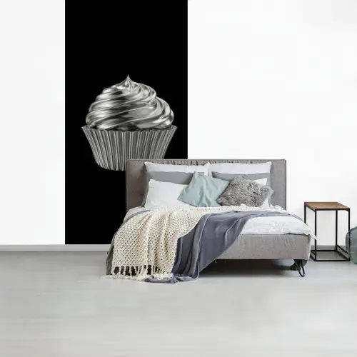 Cupcake - Luxueus - Zilver fotobehang vinyl groot -slaapkamer