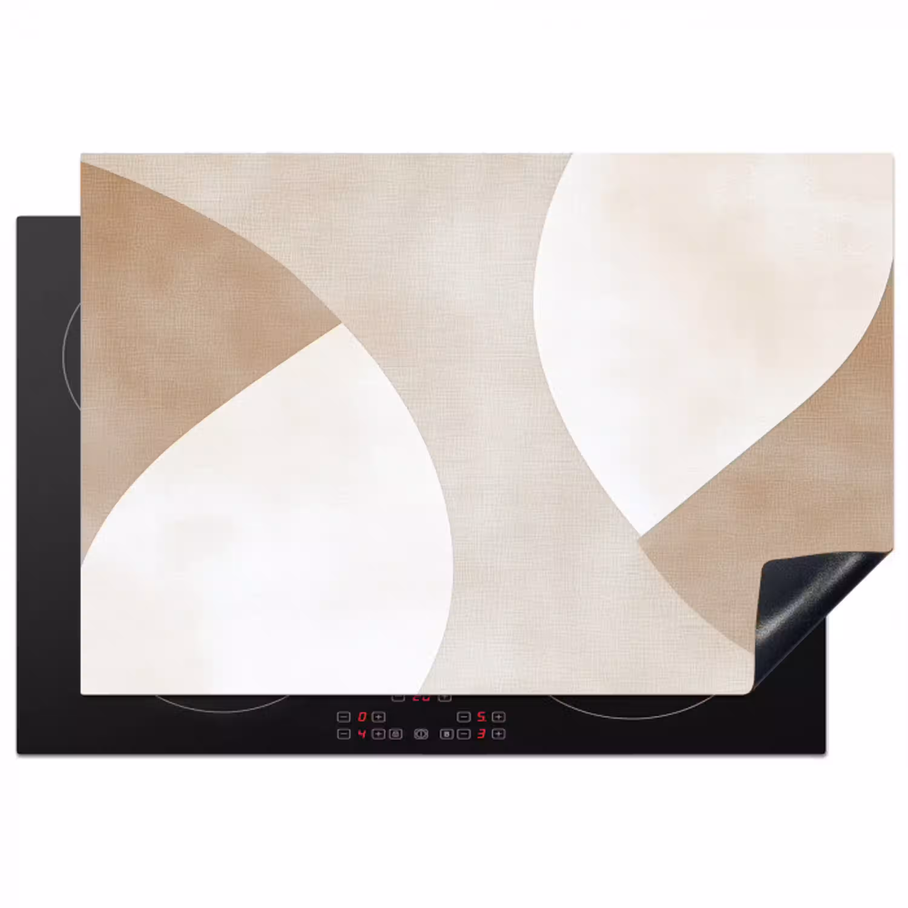 Bruin - Japandi - Abstract Inductie beschermer vinyl 3mm klein -3d