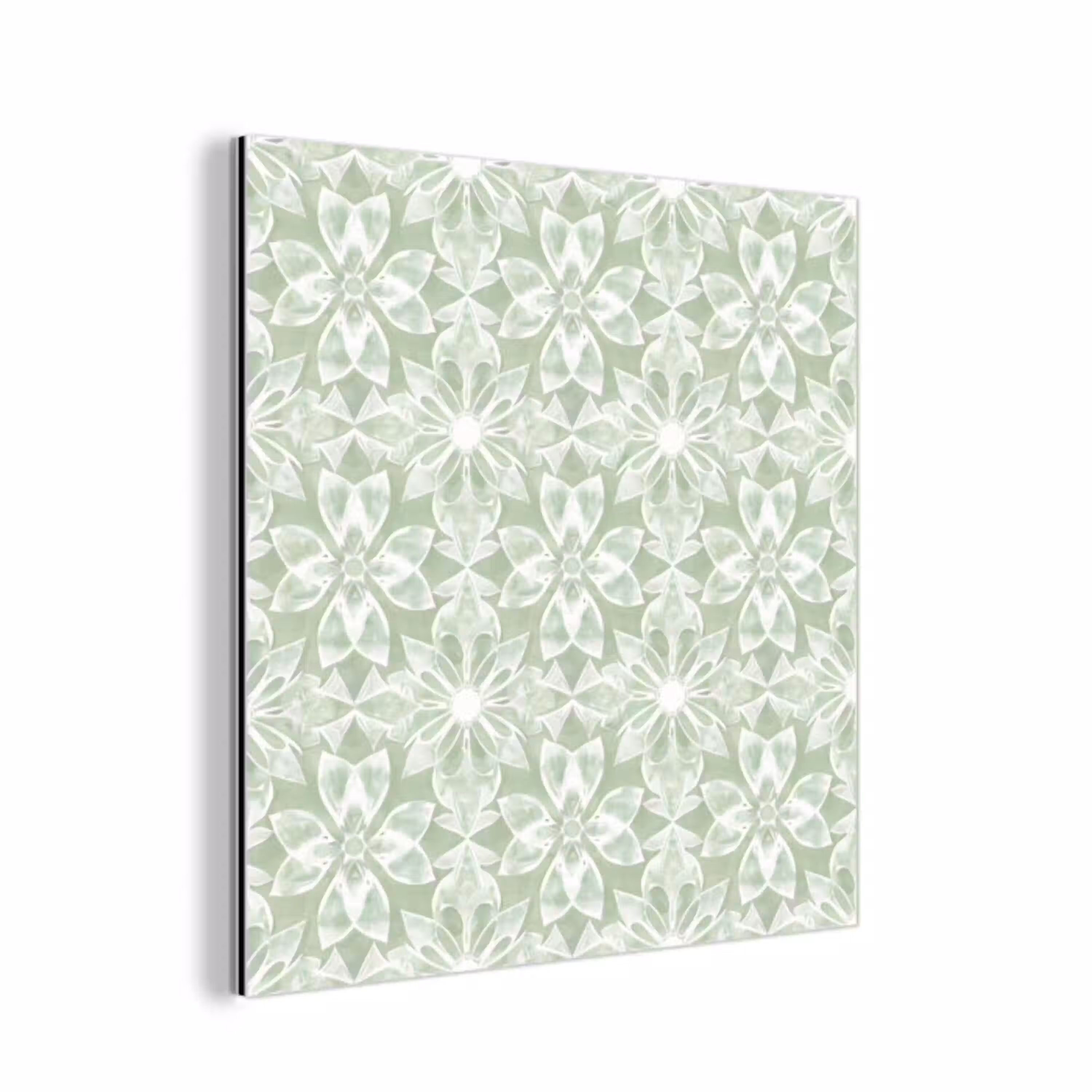 Saliegroen - Symmetrisch - Mandala - Ornament - Patroon aluminium wit klein 46 -3d