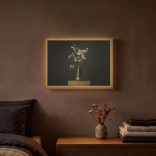 Bloembollen - Wit - Vaas - Minimalistisch Light Box met batterij (Wandlamp) middel -sfeer4