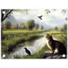 Kat - Beekje - Weide tuinposter los doek klein -3d