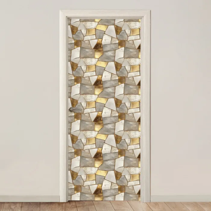 Mozaïek - Marmer - Goud deurposter klein 289 -3d_beige