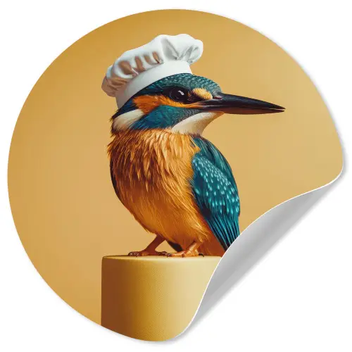Ijsvogel - Pilaar - Koksmuts - Vogel Wandcirkel behangsticker klein -3d