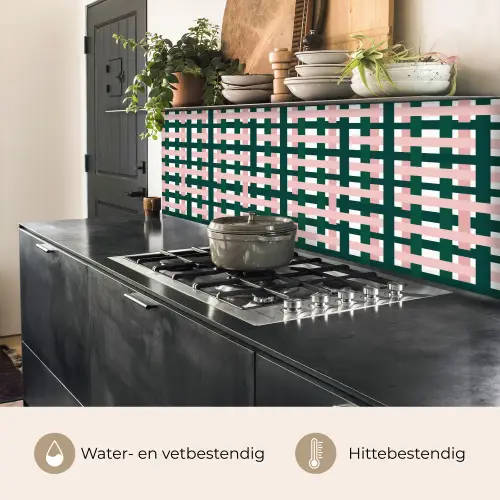Vlechtpatroon - Groen - Roze - Grafisch keuken achterwand 2 middel 871 -usp_NL