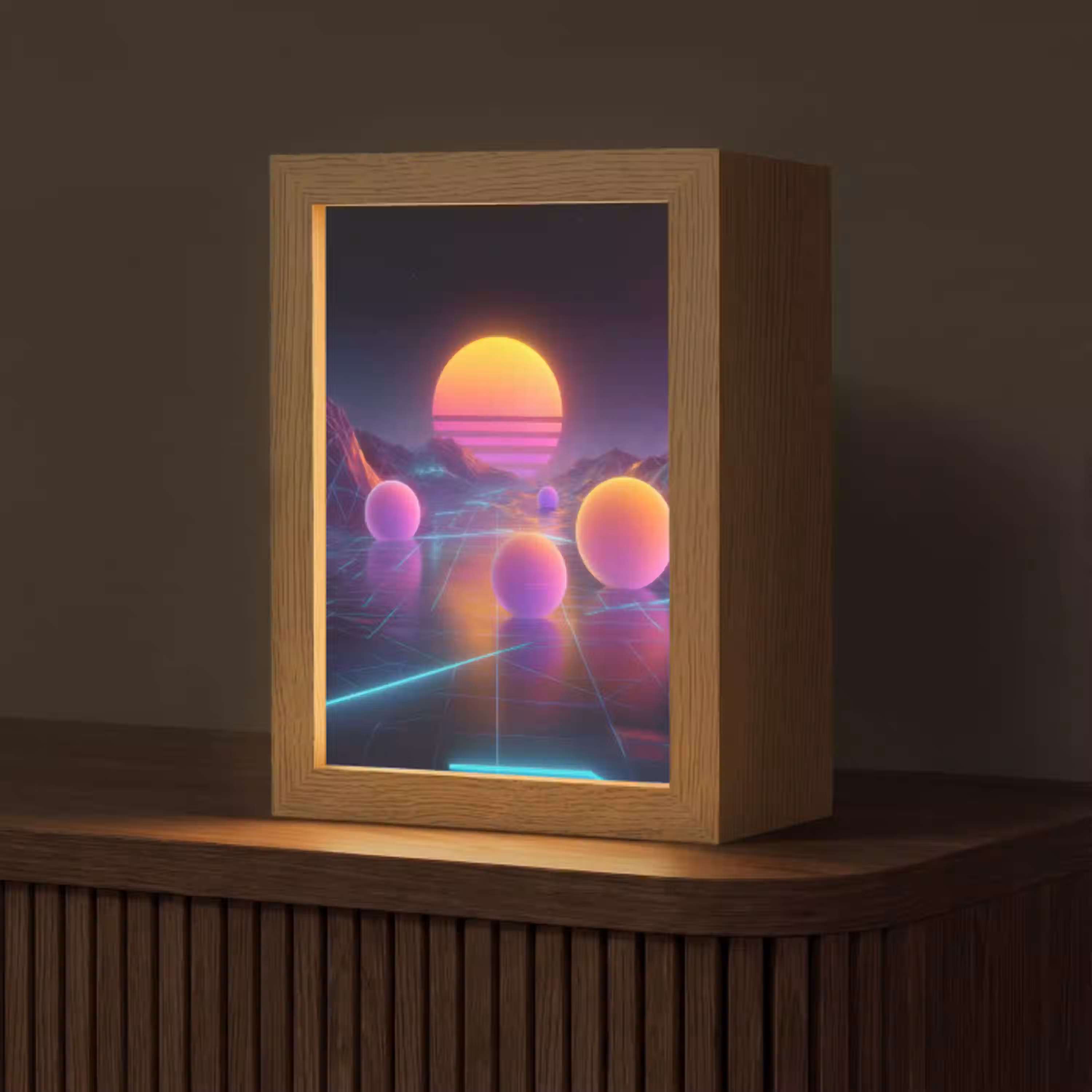 Landschap - Bergen - Bollen - Licht Light Box met kabel (Tafellamp) klein -z3d_website