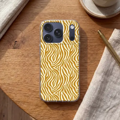 Zebra - Klassiek - Oker - Geel Telefoonhoesje iPhone 17 Pro klein 878 -sfeer1