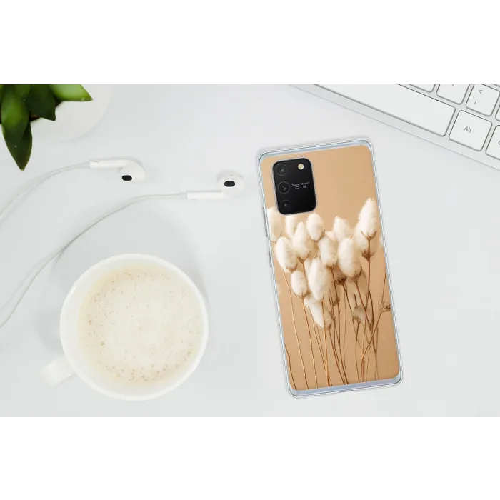 Bloemen - Planten - Bruin - Pastel Telefoonhoesje Samsung Galaxy S10 Lite klein -oordopS10Lite
