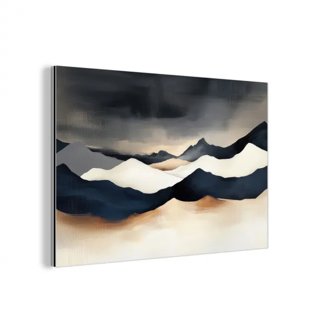 Bergen - Donkerblauw - Landschap aluminium wit klein -3d