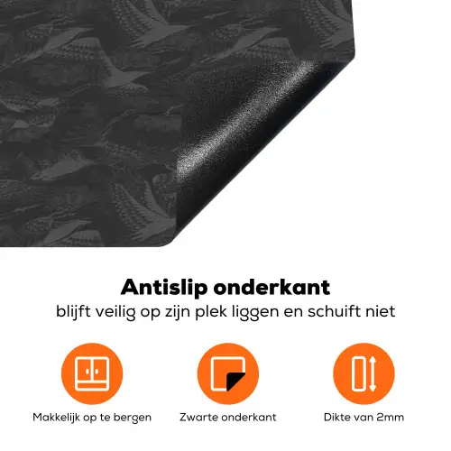 Grijs - Vogels - Patroon Inductie beschermer vinyl 3mm klein 276 -zzzzzzz-td-onderkant